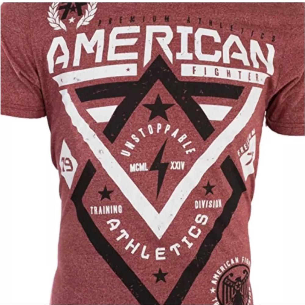AMERICAN FIGHTER Alaska Red Black Athletic Fit Mens Crewneck T-shirt XL-2XL NWT - Picture 4 of 6